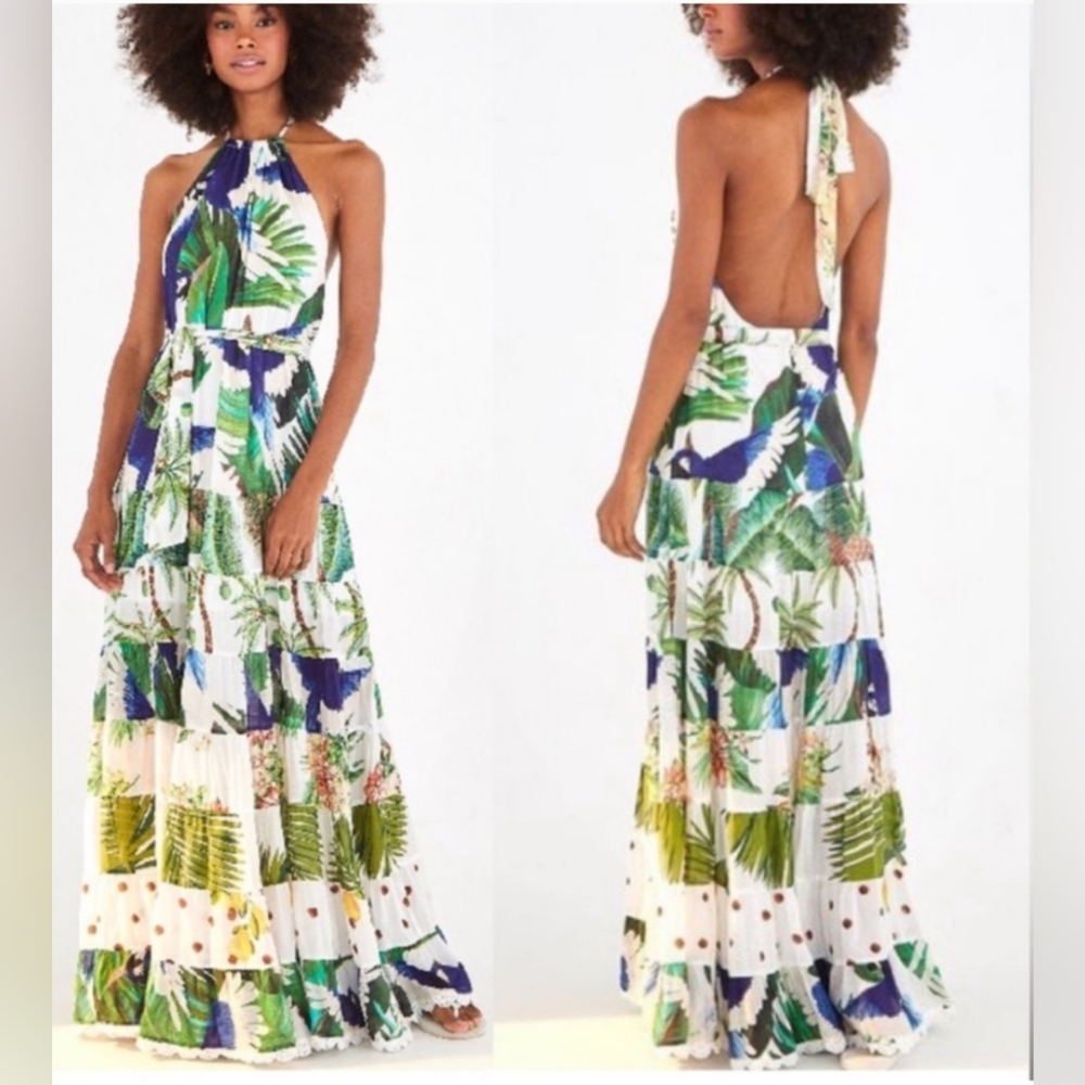 NWT Farm Rio Mixed Palm Maxi Dress - L